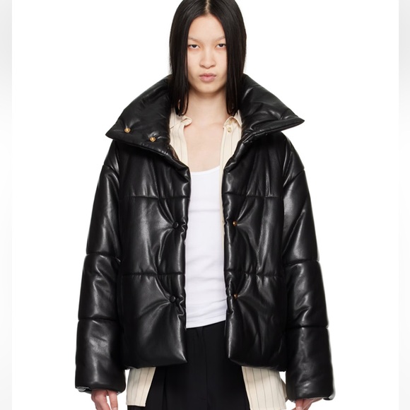 Nanushka Black faux leather Puffer Jacket small